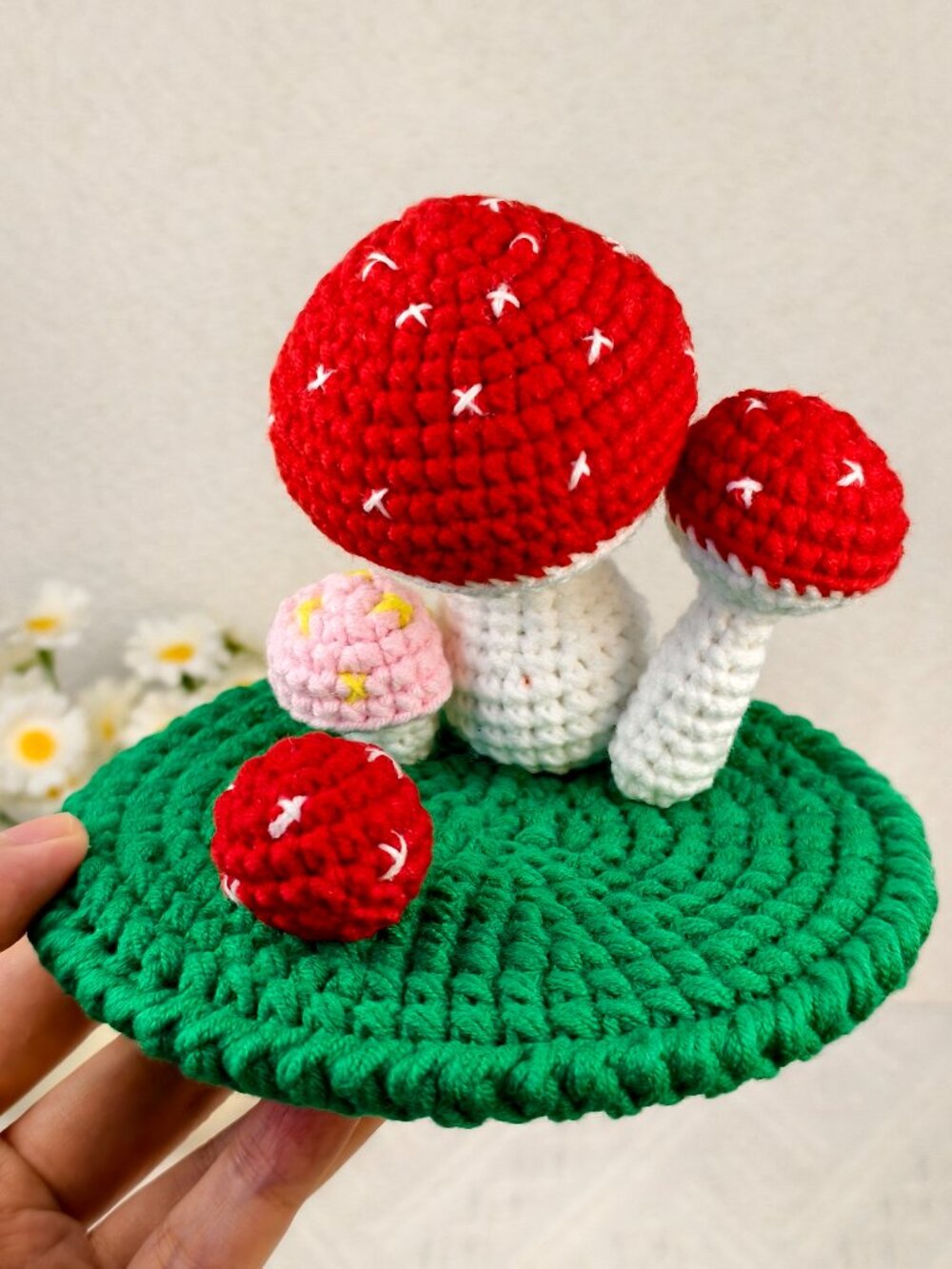 Handmade Amigurumi Crochet Mushroom Phone Stand